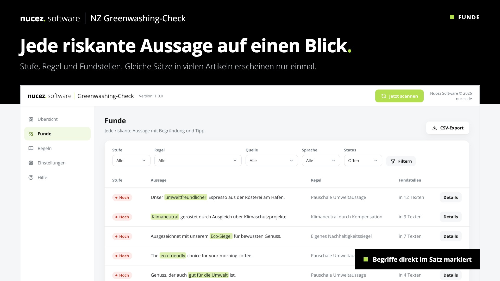 Alle Funde in einer Liste